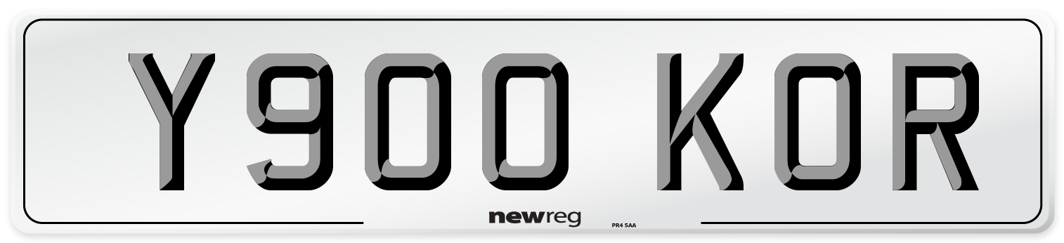 Y900 KOR Number Plate from New Reg
